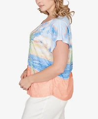 Hearts Of Palm Plus Printed Scoop Neck Top