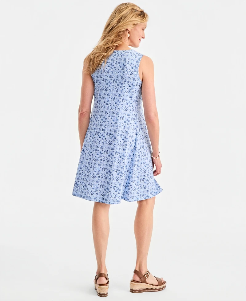Style & Co Women's Printed Lace-Up Sleeveless Dress, Macy's Exclusive