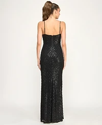 B Darlin Juniors' V-Neck Sequin Gown