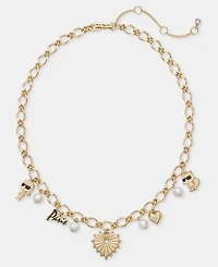 Karl Lagerfeld Paris Crystal & Imitation Pearl Mixed Charm Collar Necklace, 16" + 3" extender