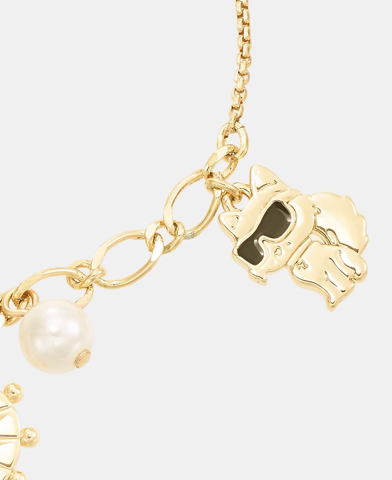 Karl Lagerfeld Paris Glass Pearl Charm Slider Bracelet