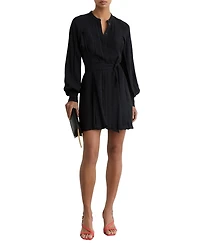 Reiss Women's Embroidered-Trim Belted Mini Dress