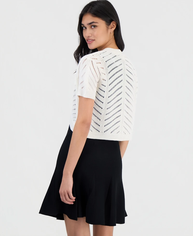 Robbie Bee Petite Open-Knit Stripe Bolero Shrug