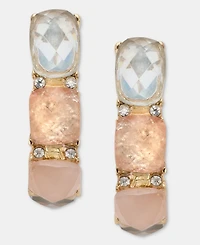 Anne Klein Small Crystal & Stone Huggie Hoop Earrings, 1"