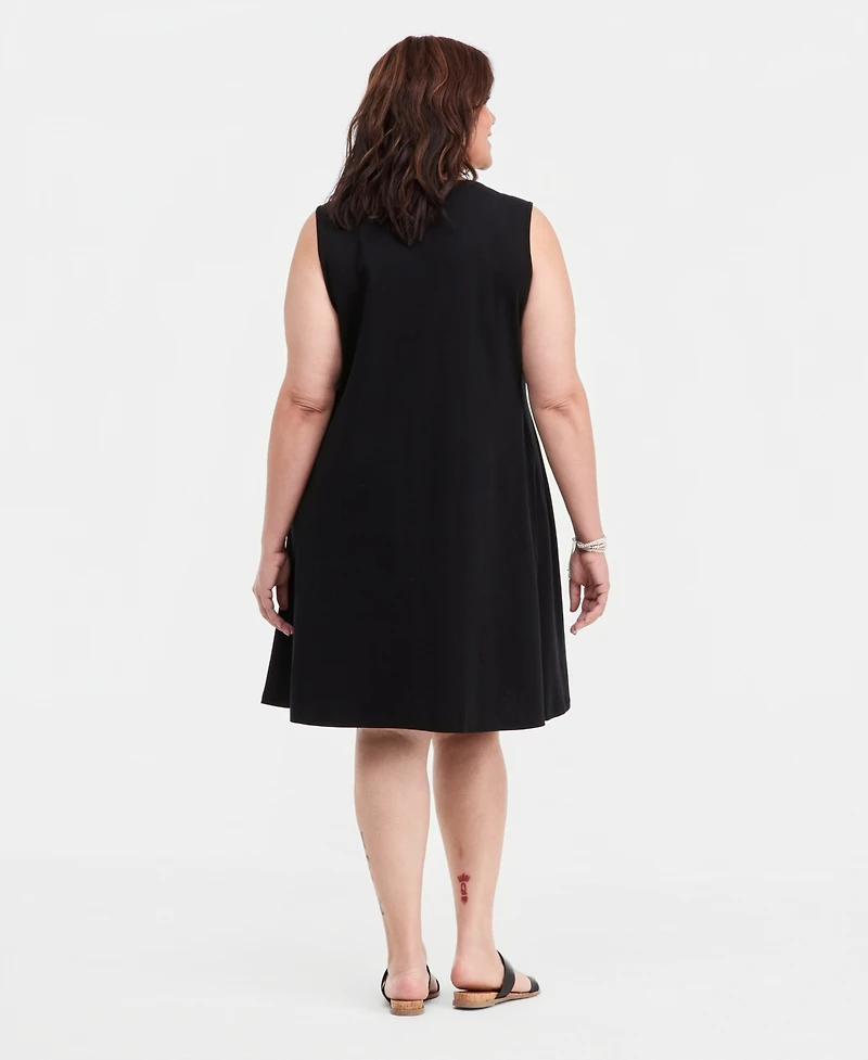 Style & Co Plus Solid Lace-Up Dress, Macy's Exclusive