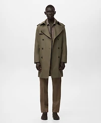 Mango Men's Water-Repellent Belted Trench Coat