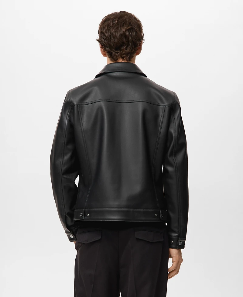 Mango Men's Pockets Faux-Leather Jacket