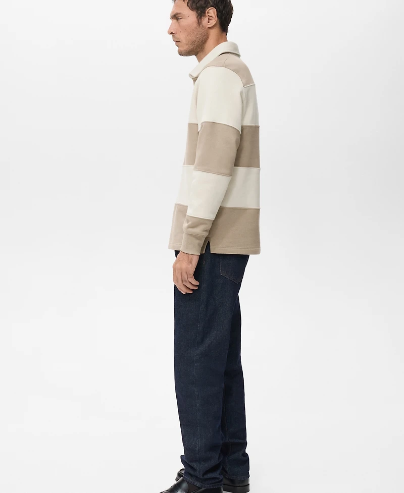 Mango Men's Striped Polo Sweatshirt