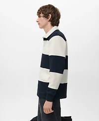 Mango Men's Striped Polo Sweatshirt