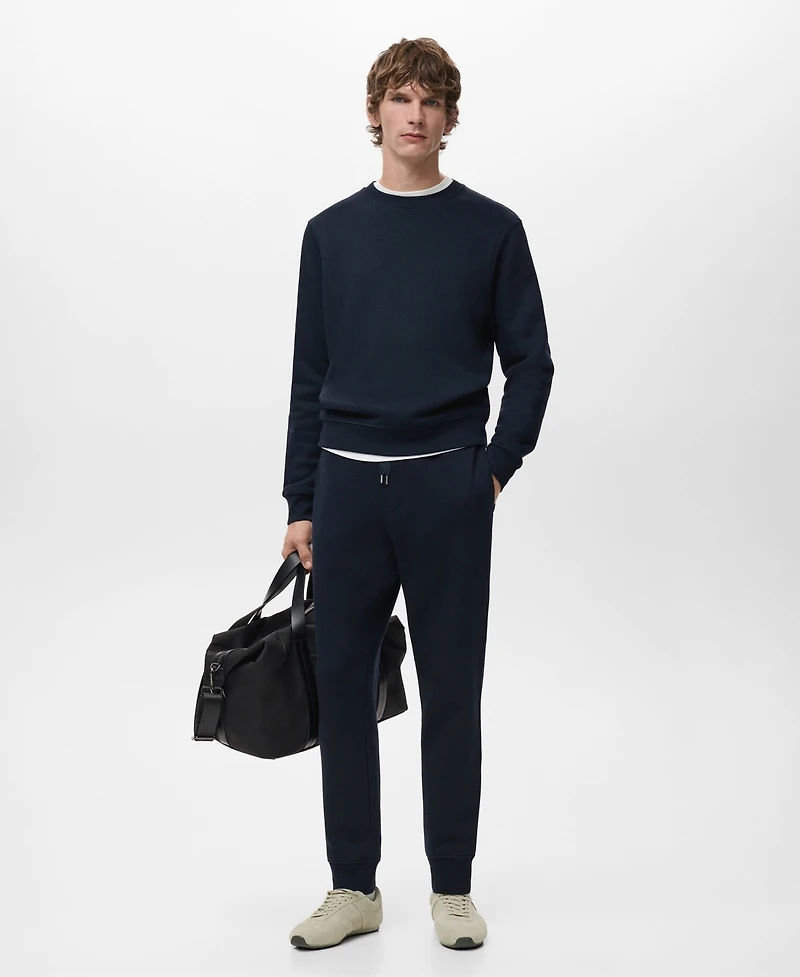 Mango Men's Elastic Waist Cotton Joggers