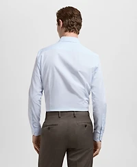 Mango Men's Slim Fit Cotton Striped Dress Shirt