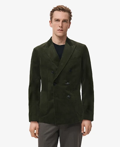 Mango Men's Slim-Fit Double-Breasted Corduroy Jacket