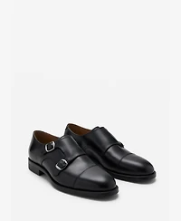 Mango Men's Double Buckle Leather Shoes