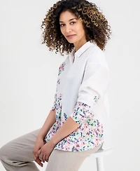 Charter Club Petite Linen Shannons Garden Shirt, Macy's Exclusive