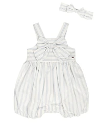 Tommy Hilfiger Baby Girls' Striped Romper & Headband, 2-Piece Set