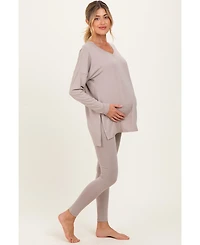 Pinkblush Women's Brushed Knit Maternity Oversized Top and Legging Set