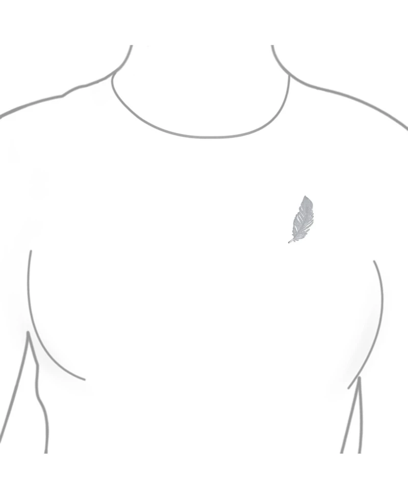 Bling Jewelry Classic Elegant Style Large Micro Pave Cz Fan Feather Leaf Brooch Pin Pendant 2 in 1 Rhodium Brass