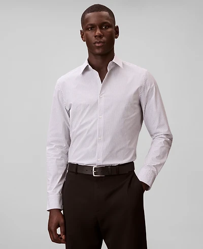 Calvin Klein Men's Stripe Tech Slim-Fit Button-Down Shirt