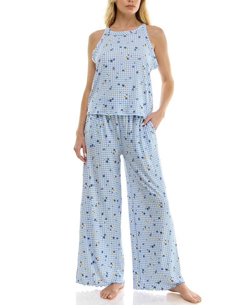 Roudelain Women's High Neck Tank Top & Pants, 2-Piece Set