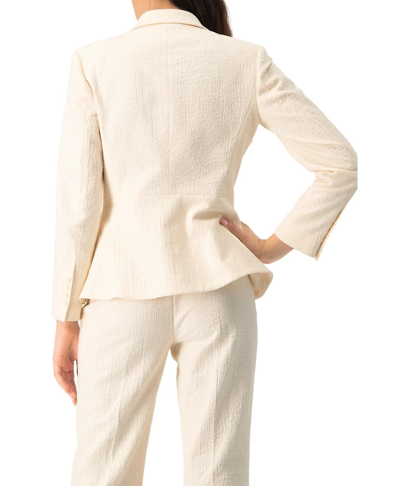 Ivonne Women's Single-Breasted Textured Tailored Blazer