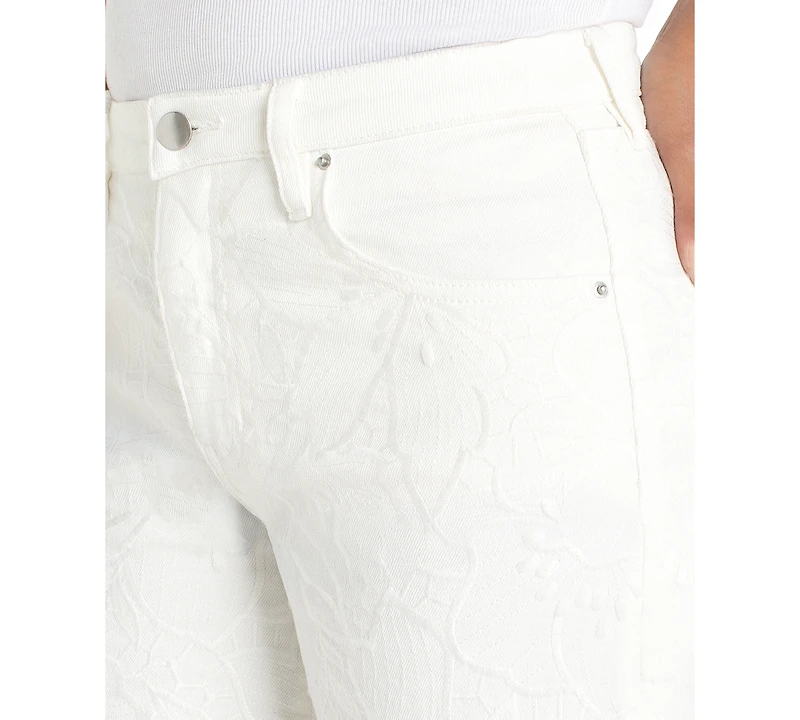 Liverpool Los Angeles Women's Stride Wide Leg Floral Cut Out Jeans