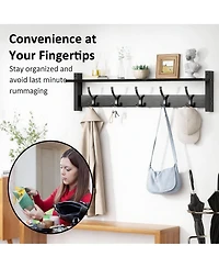 Yigii Vintage Brown Wall Coat Rack with Shelf & Hooks