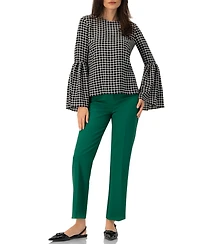 Ivonne Women's Check Blouse with Puffed Sleeves