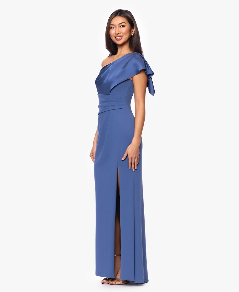 Betsy & Adam women's One-shoulder Ruched gown
