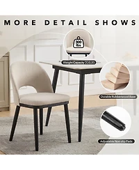 Gaomon Set of 2 Modern Fabric Upholstered Dining Chairs, Curved Back Kitchen Side Seating with Solid Wood Legs