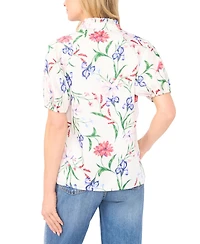 CeCe Women's Ruffle Split Neck Raglan Seam Blouse