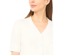 CeCe Women's V-Neck Short-Sleeve Cardigan