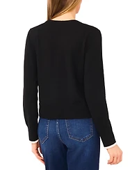 CeCe Women's Crochet Flower Snap Detail V-Neck Cardigan