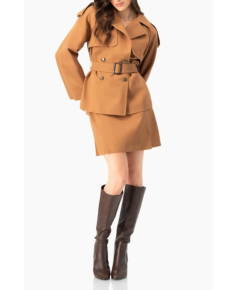 Ivonne Women's Short Double-Breasted Trench Coat