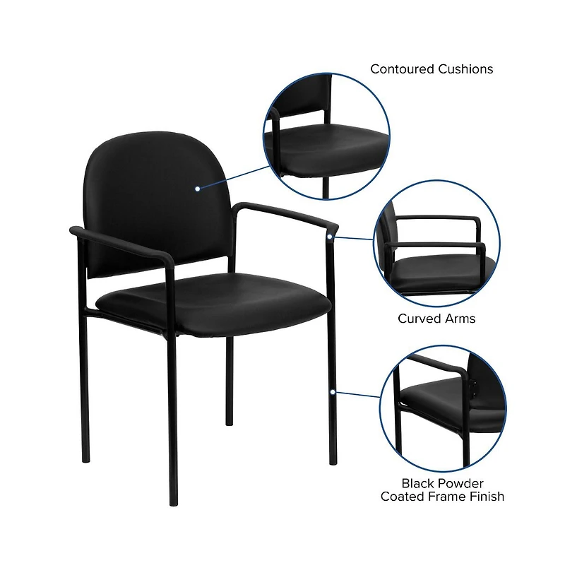 Emma+Oliver Comfort Stackable Steel Side Reception Chair with Arms
