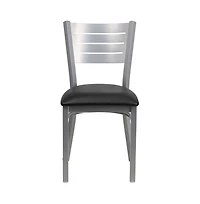 Emma+Oliver 2 Pc. Silver Slat Back Metal Restaurant Chairs