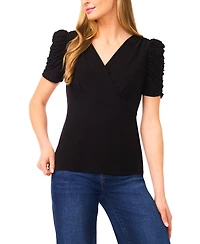 CeCe Women's V-Neck Puff-Sleeve Top