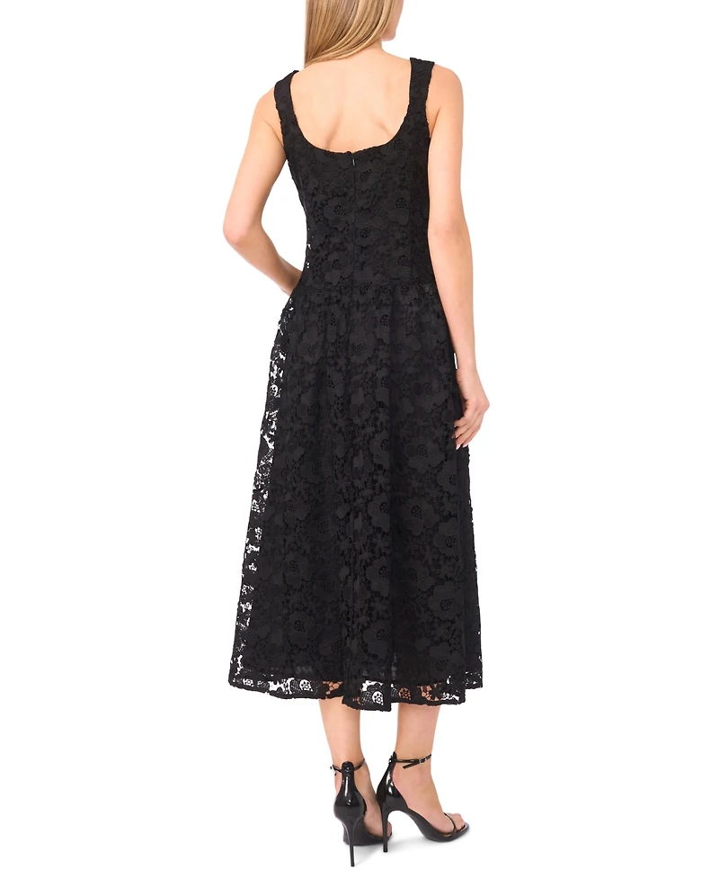 CeCe Women's Wide Strap Princess Scoop Neck Midi Dress