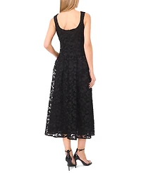 CeCe Women's Wide Strap Princess Scoop Neck Midi Dress