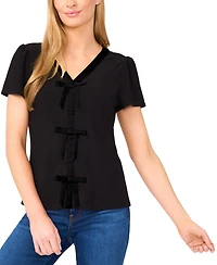CeCe Women's Bow Front Short Sleeve Top