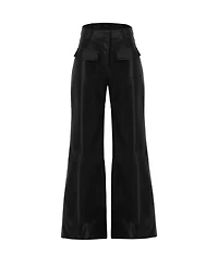 Ivonne Women's High Shine Semi-Flared Trousers