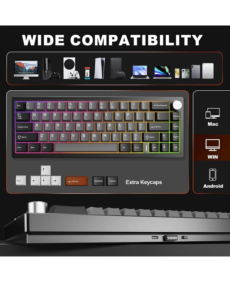 Lofree AL68 wireless mechanical keyboard, 60% layout w/ knob, Cnc aluminum, hot-swappable, Rgb, Bt/2.4G/Usb-c