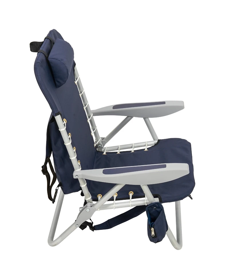 Rio Beach 2 x 2 x 2 ft Navy 4-Position Lace-up Aluminum Backpack Chair 2 Pack