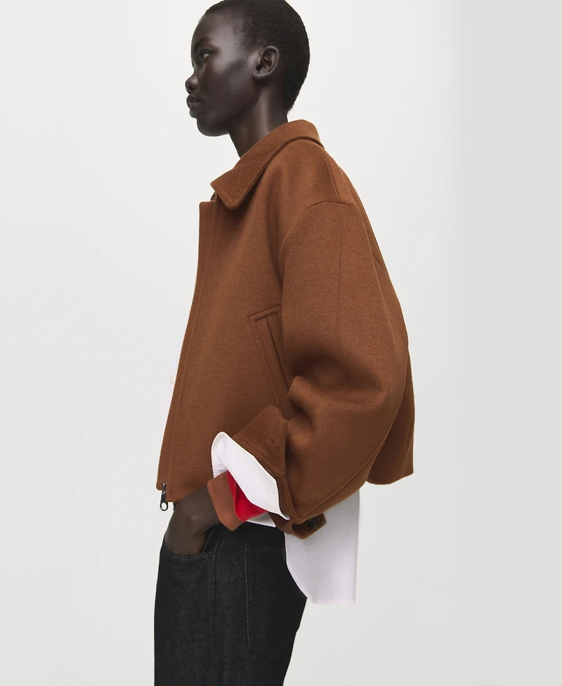 Mango Women's Shirt Collar Wool Jacket