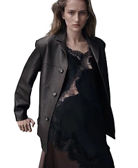 Mango Women's Buttons Leather Jacket