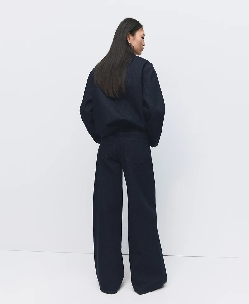 Mango Women's High-Rise Wide Leg Rinse-Wash Jeans