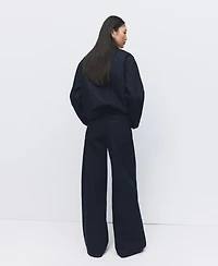 Mango Women's High-Rise Wide Leg Rinse-Wash Jeans