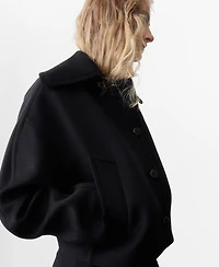 Mango Women's Shirt Collar Wool Jacket