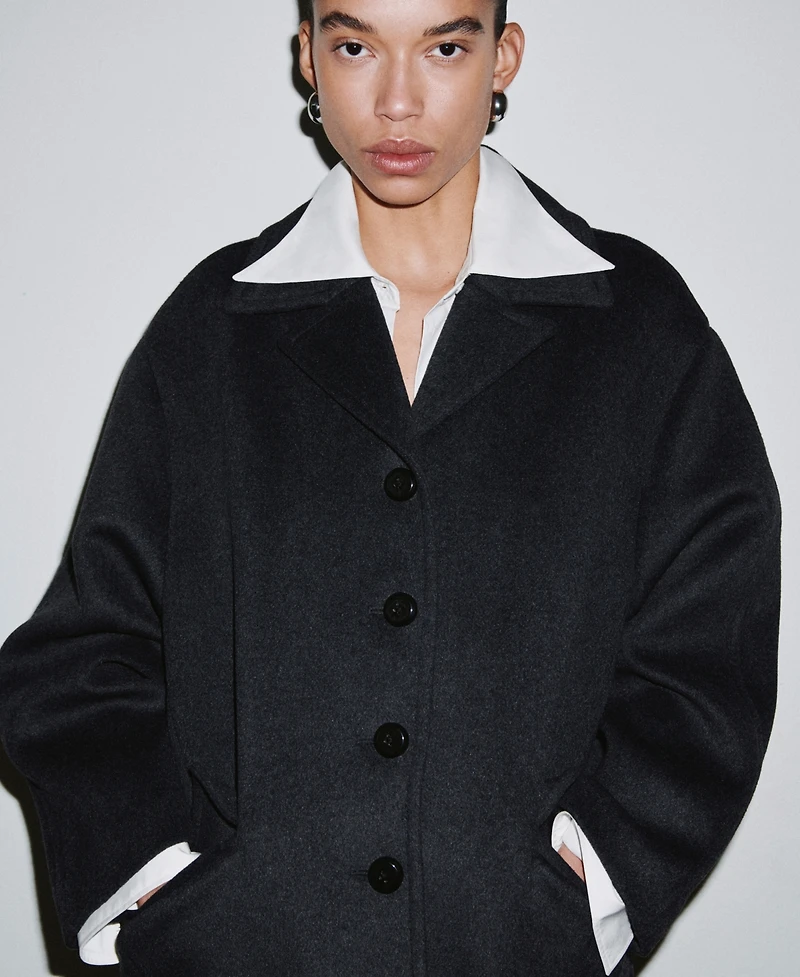 Mango Women's Buttons Wool-Blend Coat