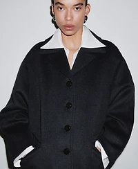 Mango Women's Buttons Wool-Blend Coat