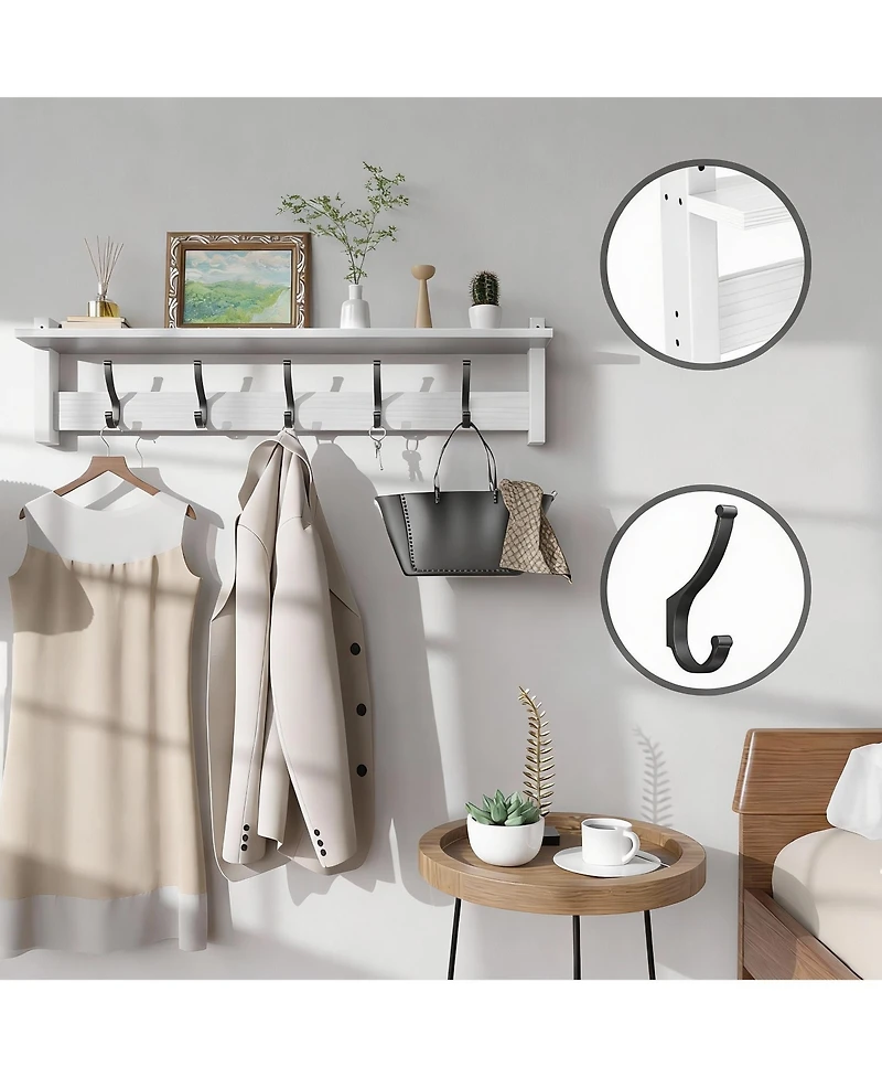 Yigii 5-Hook Wall Coat Rack with Shelf